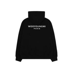 우영미 코튼 백로고 후드 스웨트셔츠 블랙   23SS W231TS37721B