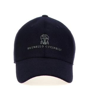BRUNELLO CUCINELLI 로고 자수 울 볼캡 1559528