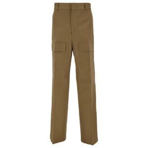 GUCCI 로고 패치 베이지 하이웨이스트 팬츠 코튼 맨 762309ZAPRO9569