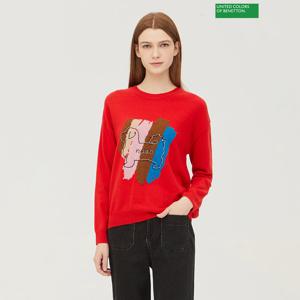 베네통 강아지 자수 니트 BAKP64361_RD