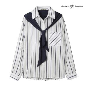 나인식스뉴욕  숄 레이어드형 스트라이프 셔츠 (NP9SH001M0)