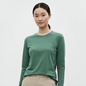 샵앤) 국산 여성 라운드 러브 스마일 자수 긴팔 면 티셔츠 DAI-WSH-20816-그린