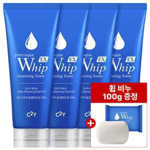 500만 클렌징 C2Y 아쿠아휩 클렌징폼 EX 225ml 대용량 4개