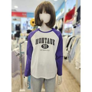 에꼴리에 세이브존03 레터링 칼라 라글란 티셔츠 24A3461-PU