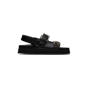 25 FW 지미추 여성 블랙 엘린 플랫 샌들 242528F124003