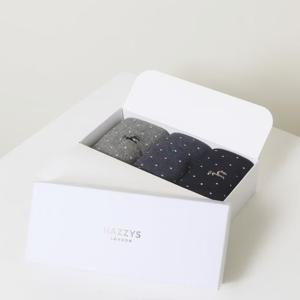 [헤지스] 도트패턴 배색 장목 양말 3종 세트 HJSS3F002N2