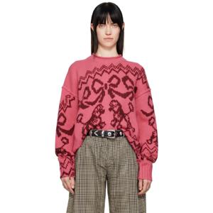 25 FW 아크네 여성 핑크 자카드 스웨터 251129F096016