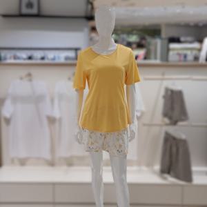 [바바라] 메이 여성 홈웨어 코튼 모달 혼방 반팔 반바지 파자마 GWP1231S YEL