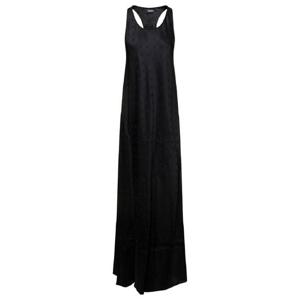 BALENCIAGA 전면에 로고 모티브가 있는 비스코스 여성 블랙 롱 이브닝 드레스 725081TNO051000