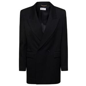 SAINT LAURENT 블랙 더블 브레스티드 울 블레이저 여성 726869Y3D161000