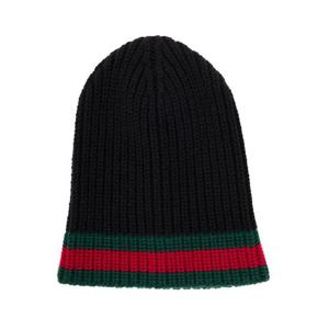 GUCCI Gucci 남성용 웹 디테일 블랙 울 모자 4297534G2061000
