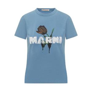 마르니   반팔 티셔츠 FW25 THJE0375P0USCY31 LOB50 5985715 AZZURRO