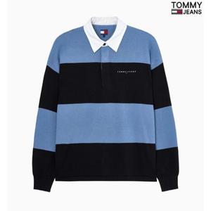 [백화점]타미진 남성 TOMMY 레터링 스트라이프 럭비 폴로스웨터