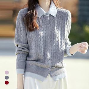 KARRA 카라버튼꽈배기니트가디건_A5F0124