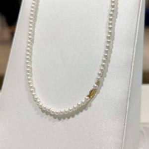 미니골드 14k 2.8mm 럭키 물고기 진주 비드 목걸이 NNOM4001
