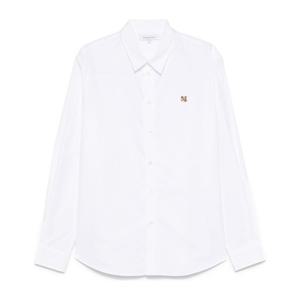 메종키츠네 자수 로고 화이트 클래식 칼라 버튼업 셔츠 MM00408