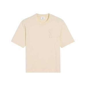 AMI Paris 하트 에이 로고 패치 티셔츠 H25HTS055726