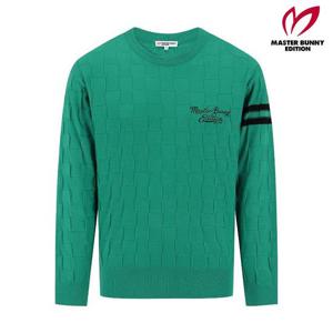 마스터바니  (411E3SR307) 남성 체커보드 배색 라인 긴팔 니트
