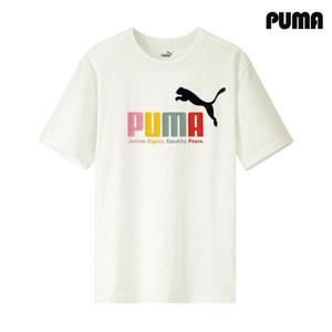 푸마 에센셜플러스 멀티컬러 반팔티 웜화이트 677170-65