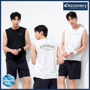 디스커버리 25년 여름 신상 남성 프레시벤트/냉감 백레터링 면혼방 슬리브리스 티셔츠/기능성캐주얼민소매/나시 DMSL71053-DXMIA