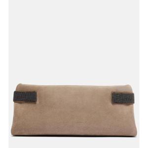 Brunello Cucinelli Essence 스몰 스웨이드 클러치 P01037904