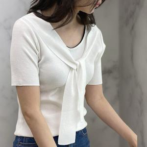 여자 반소매 레이온 넥스트랩 마후라 니트