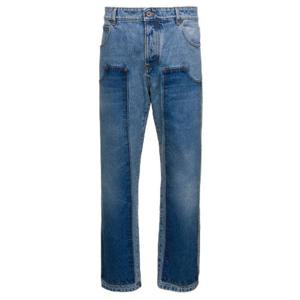 Balmain 패치워크 스트레이트 진 BH1MI041DD65 SHY TP942847204