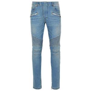 Balmain 슬림핏 바이커 진 FH1MG115DF81 6AW TP944434301