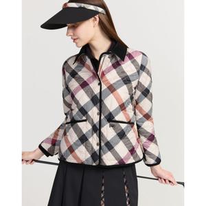 닥스 골프 여성 25FW ONLINE EXCLUSIVE 베이지 코듀로이 믹스 체크 퀼티드 숏 점퍼 DNJU5D902I2