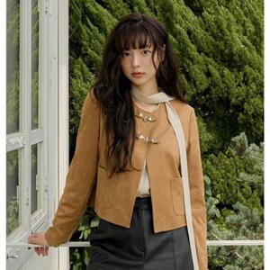 [올리브데올리브]라운드넥 스웨이드 크롭자켓OL5XJ205