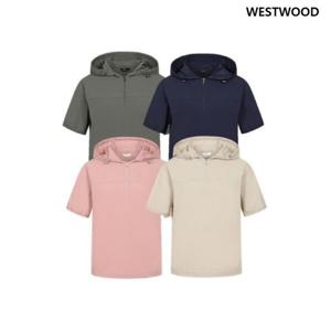 [웨스트우드] 여성 후드 우븐 반팔 집업티셔츠_WP2WCTS332