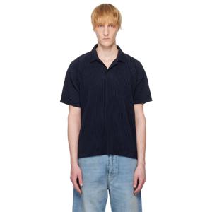Homme Plisse Issey Miyake 폴로셔츠 네이비 베이직 폴로 셔츠 251729M212001