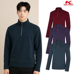 콜핑 남성 부드러운 기모 기본 등산 긴팔 반집업 티셔츠 KSC043UT1M