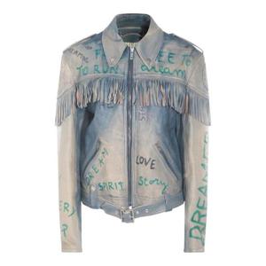 골든구스   여성 가죽 자켓 FW25 GWP02369P00216450270 6391338 CHINA BLUE