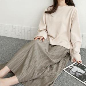 여자 주름원단 아코디언 레이어드 맨투맨 롱원피스