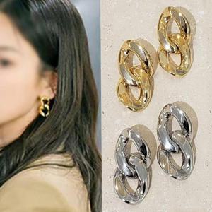 토끼귀상점 14k 도금 데일리 심플 체인링 드롭 귀걸이 볼드 이어링