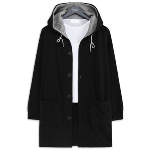 [탑보이][탑보이] 기모 후드 배색 오버핏 롱 가디건 (ADD064)