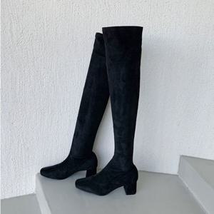 여성 롱부츠 굽5cm 스판스웨이드 부츠