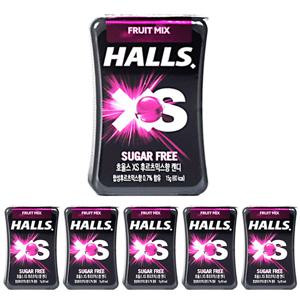 HALLS 호올스 XS 멘톨 사탕 졸음방지 미니 캔디 후르츠믹스 6개