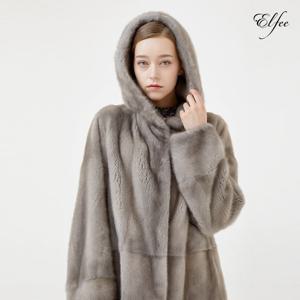 [진도]10만원인하  엘페 휘메일 풀스킨 후드 롱코트 - 실버블루, 카키브라운(EC08)