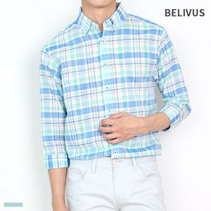 [빌리버스]빌리버스 남자 7부 셔츠 BMS043 카라 체크 남방
