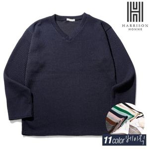 [해리슨] 중골지 V넥 니트 긴팔티 LWD1141