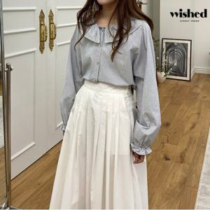러블리 카라넥 세로 스트라이프 프릴 셔츠 (WIACBL061)