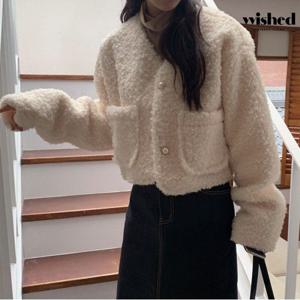 부클 양털 진주 버튼 포인트 긴팔 자켓 (WIADJK017)
