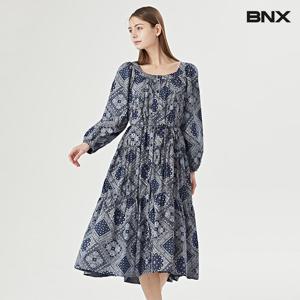 [비엔엑스]페이즐리 스퀘어넥 리본 캉캉 롱 원피스 (BW1OP010L0)