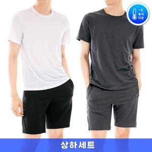 [텐제로]남녀공용 여름 드라이핏 무지 반팔티+반바지세트 STP240860