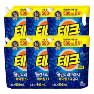 [빠른배송] 테크 클린앤리프레쉬 세탁세제 리필 [1.8L+500ml]x6개 (2종 택1 일반/드럼)