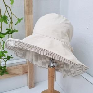 [애슬릿] 여성 턱 끈 양면 단가라 여름 면 버킷햇 벙거지