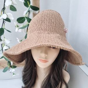 [애슬릿] 여성 꽃 리본 여름 면 챙 넓은 대두 오픈 버킷햇