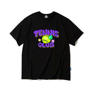 [트립션]Purple Tennis Club Graphic T-Shirts - Black
